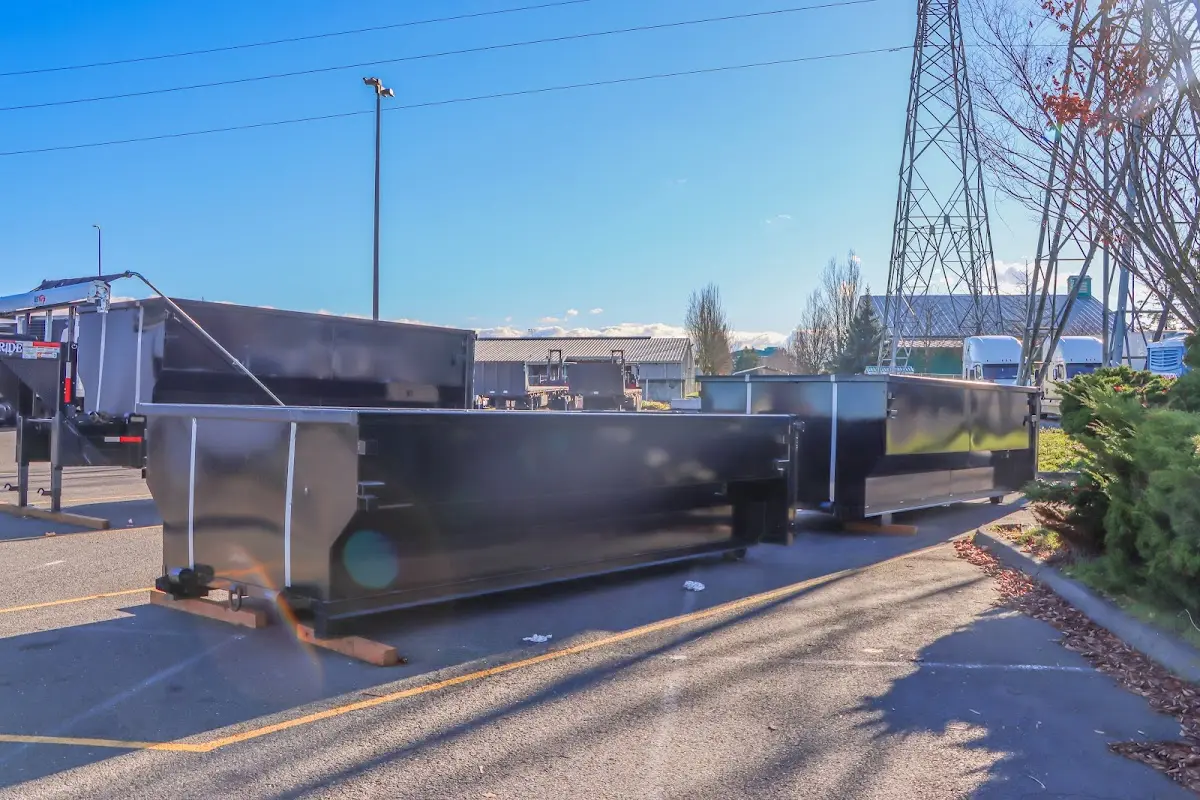 Roll-off dumpster ready for waste disposal at job site for Construction Dumpster Rental in Moline